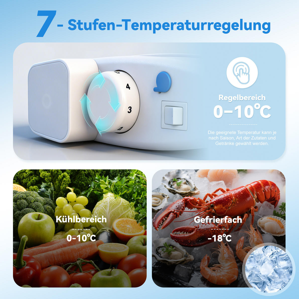 KÜHL-GEFRIER-KOMBINATION 60 l, 22 l Gefriervolumen, Energieeffizienzklasse C, Rot - Rot, Metall (45/89/41cm) - FOHERE