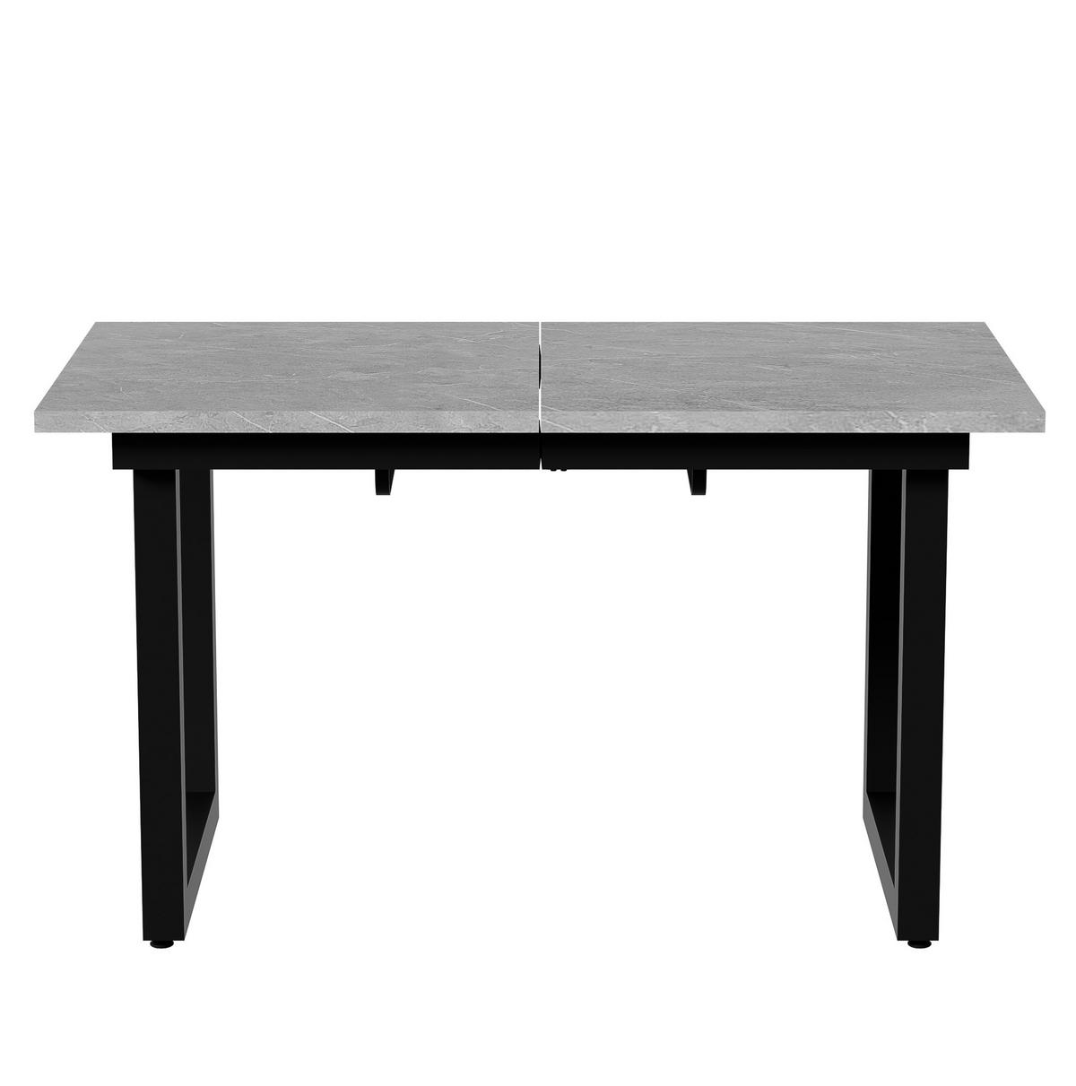ESSTISCH 140/180 cm Grau/Schwarz aus MDF mit Ausziehfunktion - Schwarz, Holzwerkstoff (140/80/75cm) - OKMYHOME