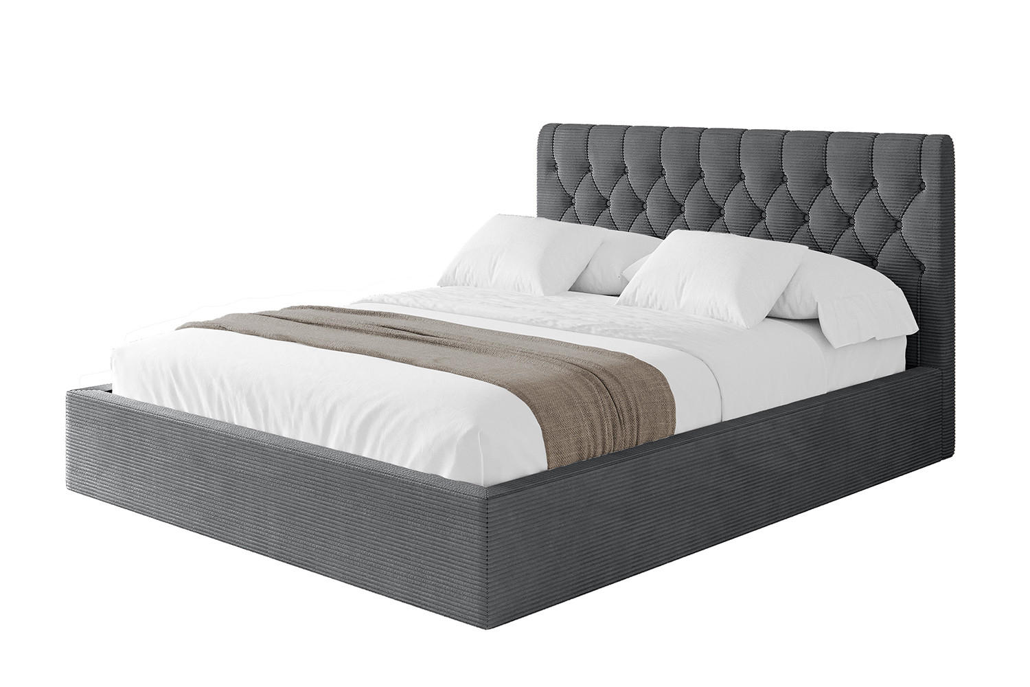 POLSTERBETT mit Bettkasten und Lattenrost, Bett mit Matratze H3/H4 - RENO 200x200 Dunkelgrau - Anthrazit, Holzwerkstoff/Textil (200/200cm) - ALTDECOR
