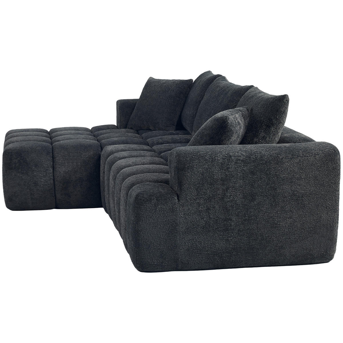 ECKSOFA L-Form 3-Sitzer in Dunkelgrau aus Samt mit linker Chaiselongue - Dunkelgrau, Textil (250/160cm) - CHICFURN