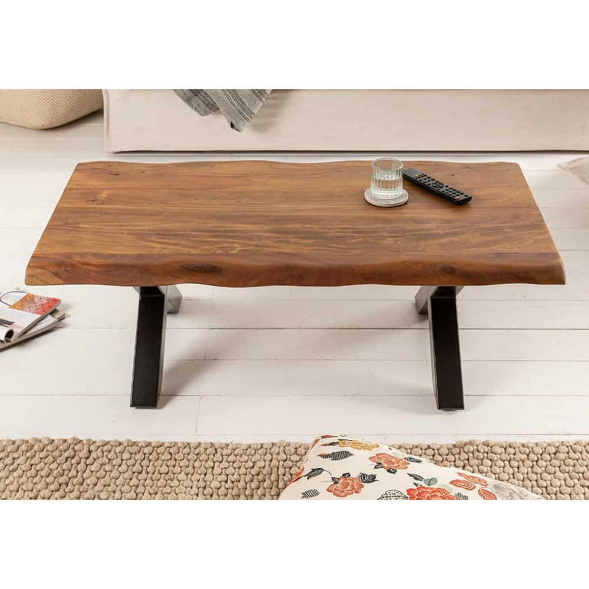COUCHTISCH MAMMUT 110cm Akazie Baumkante Honey Finish - Braun, Holz (60/110/40cm) - riess-ambiente