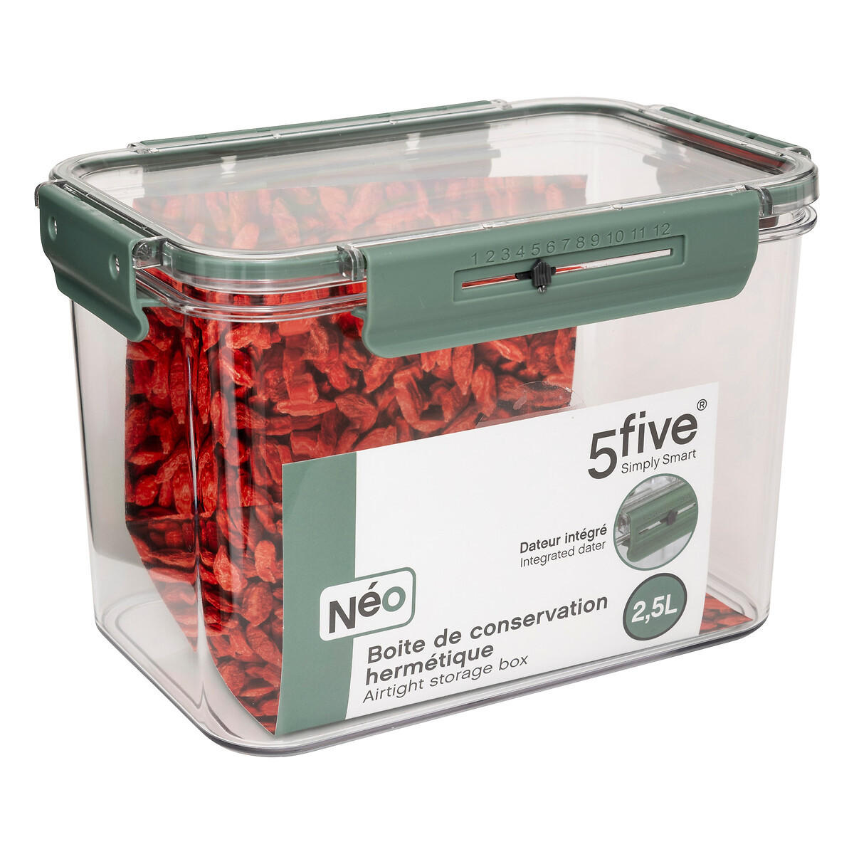 LEBENSMITTELBEHÄLTER mit Datumsanzeige Pp Neo 2500 ml 21/14,5/14,2 cm - Transparent, Kunststoff (14.5/14.2/21cm) - 5five Simply Smart