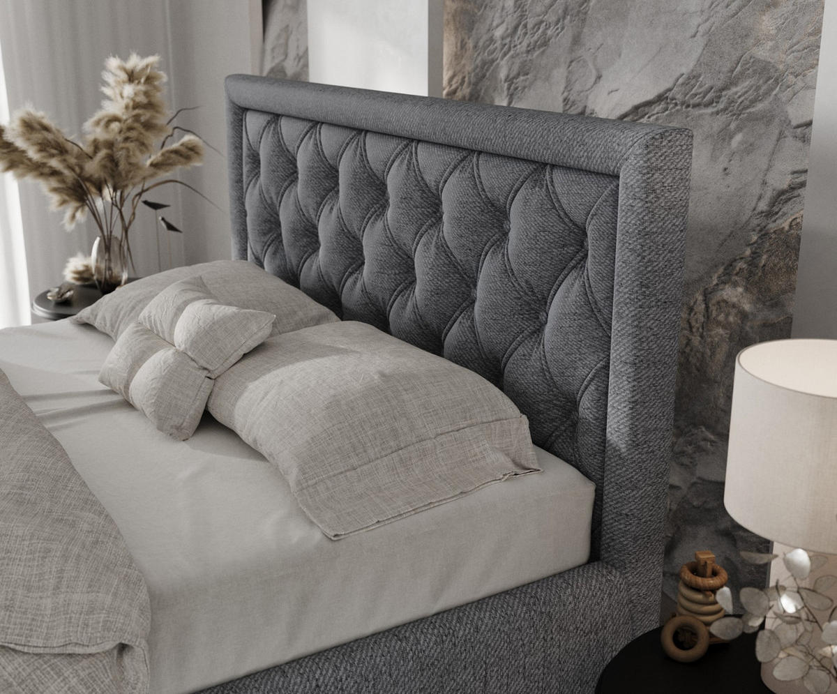 POLSTERBETT Lido 180/200 cm Grau im Neve Stoff - Naturfarben/Grau, Holz/Holzwerkstoff (180/200cm) - AltaBeds