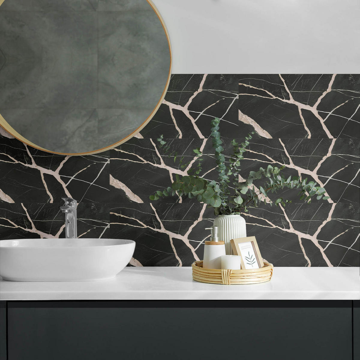 WANDPANEEL 10x 40x20 cm selbstklebend Quenira - Anthrazit, Kunststoff (20/1.6/40cm) - Wallfluent