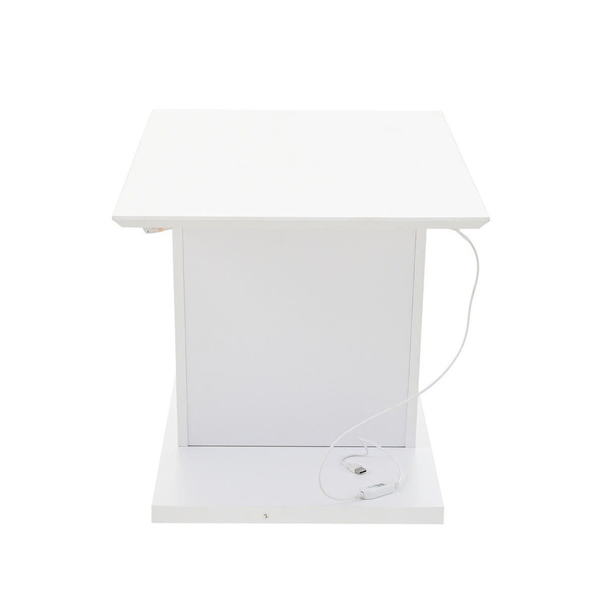COUCHTISCH 100/50/46 cm in Weiß mit LED-Beleuchtung und Hochglanzplatte - Weiß, Holzwerkstoff (100/50/46cm) - Flora Grace