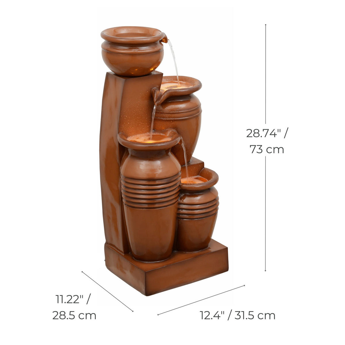 SOLAR-GARTENBRUNNEN 73 cm - Braun, Kunststoff (28.5/31.5/73cm) - Teamson Home