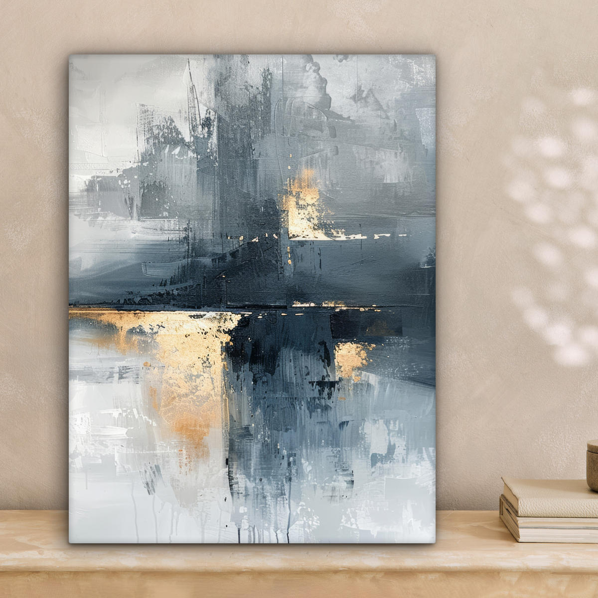 LEINWANDBILD Kunst - Grau - Gold - Abstrakt 30x40 cm - Dunkelgrau, Textil (30/40cm) - MuchoWow