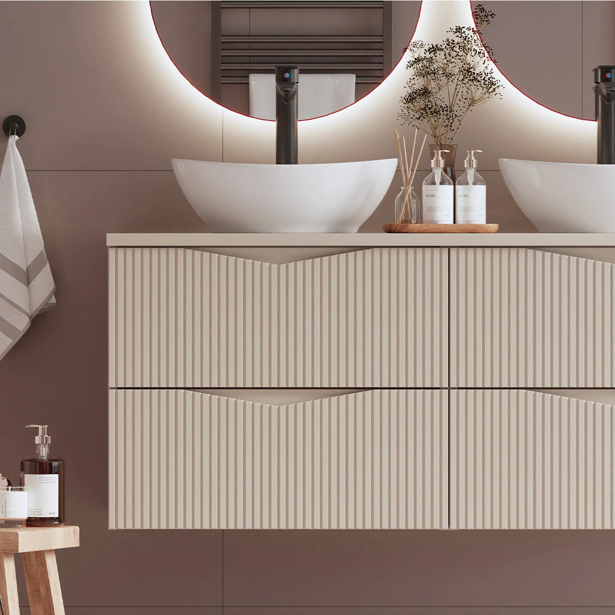 WASCHTISCHUNTERSCHRANK 120.6cm Tao Kaschmir - Beige, Holzwerkstoff (120.6/52.2/46.5cm) - Petits-meubles