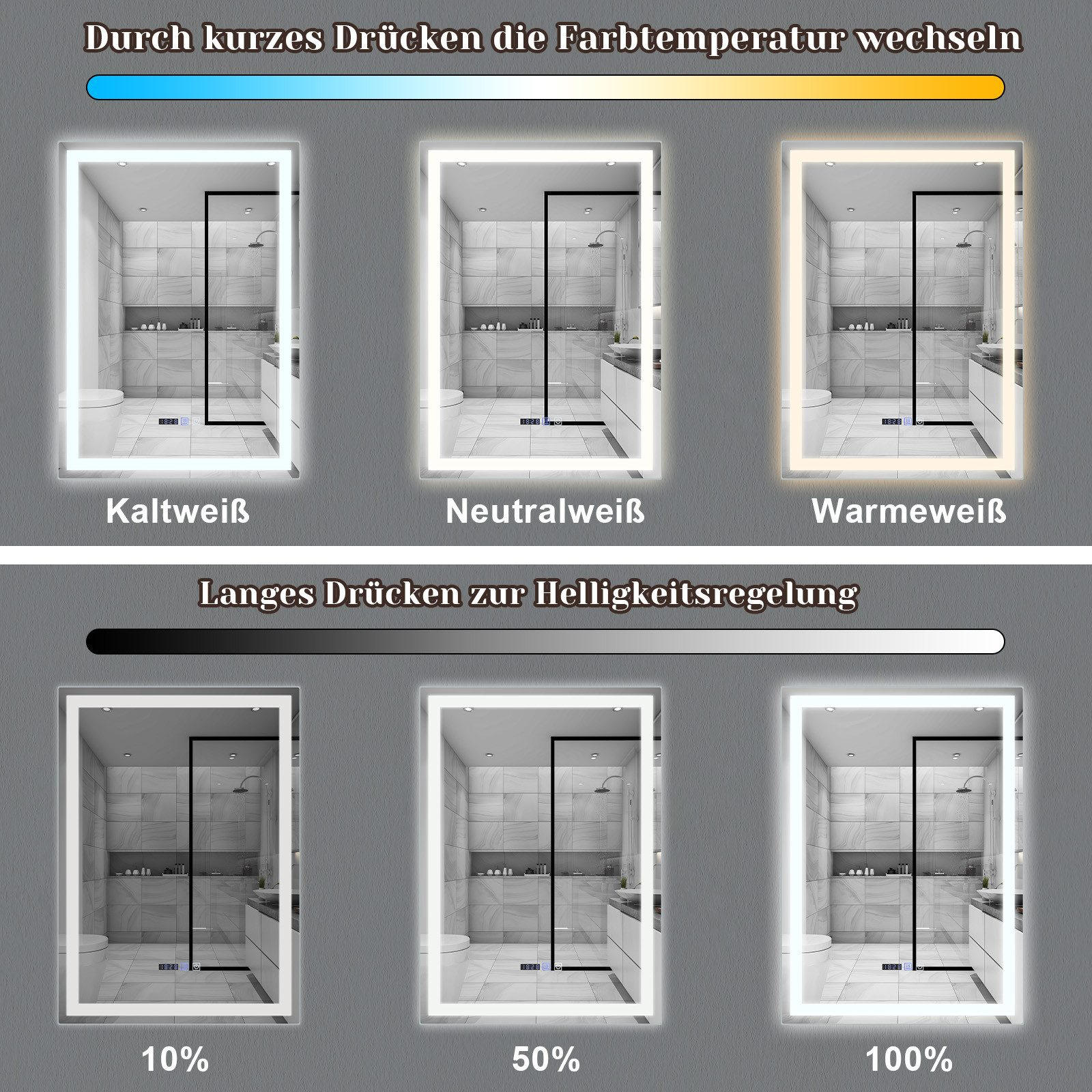 Thumbnail - Nettlife Badezimmerspiegel, Weiß, Glas, 80x2.5x60 cm, Badezimmer, Badezimmerspiegel, Badspiegel