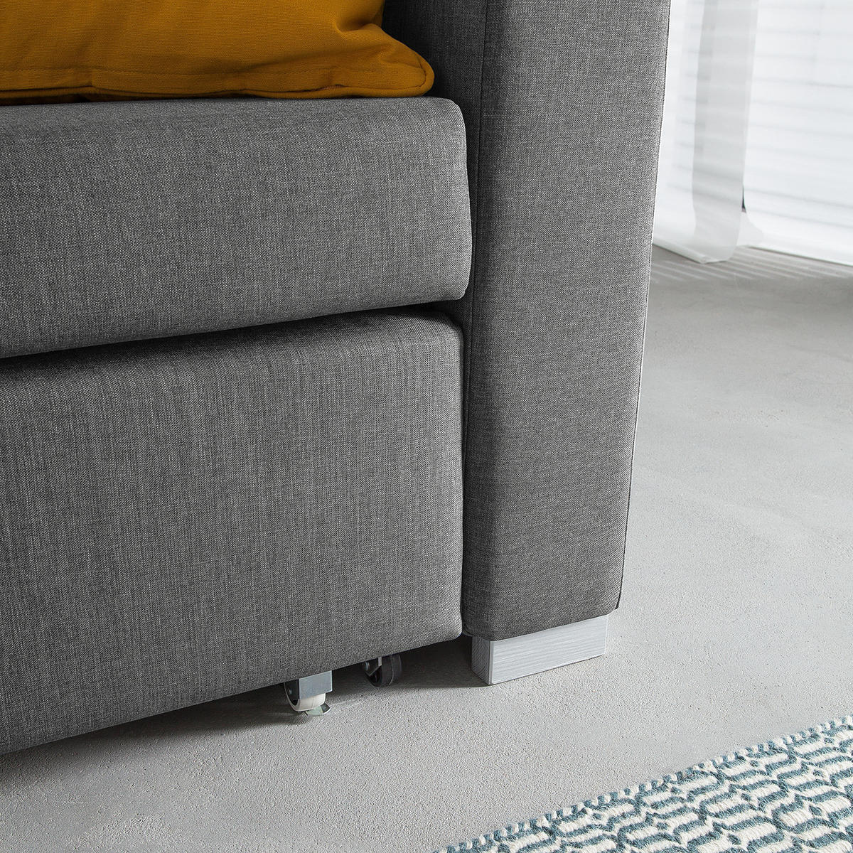 SCHLAFSOFA - Silberfarben/Grau, Textil (193/90/90cm) - home24