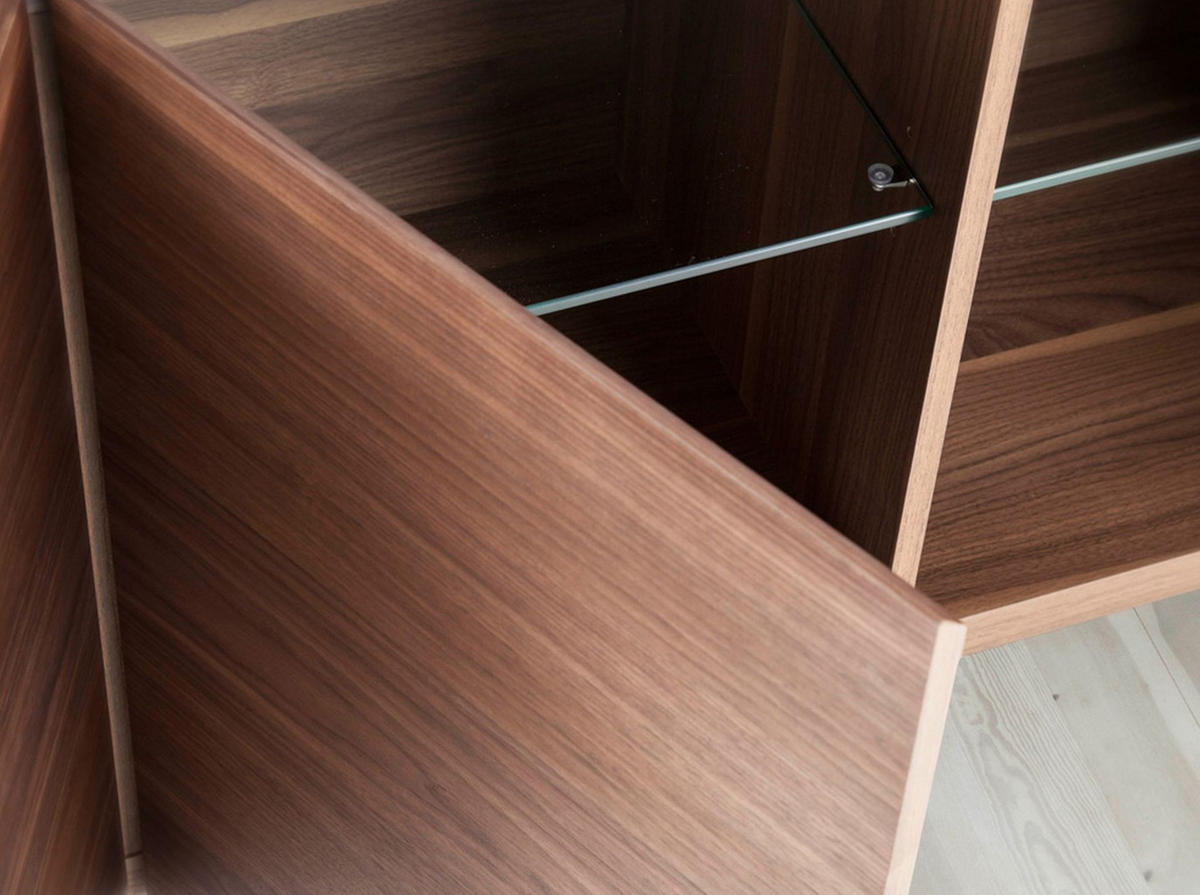 SIDEBOARD Sideboard aus Nussbaumholz mit Glasplatte in Marmorimitation 179/45/80 cm - Walnussfarben/Weiß, Holz/Stein (179/80/45cm) - ANGEL CERDA