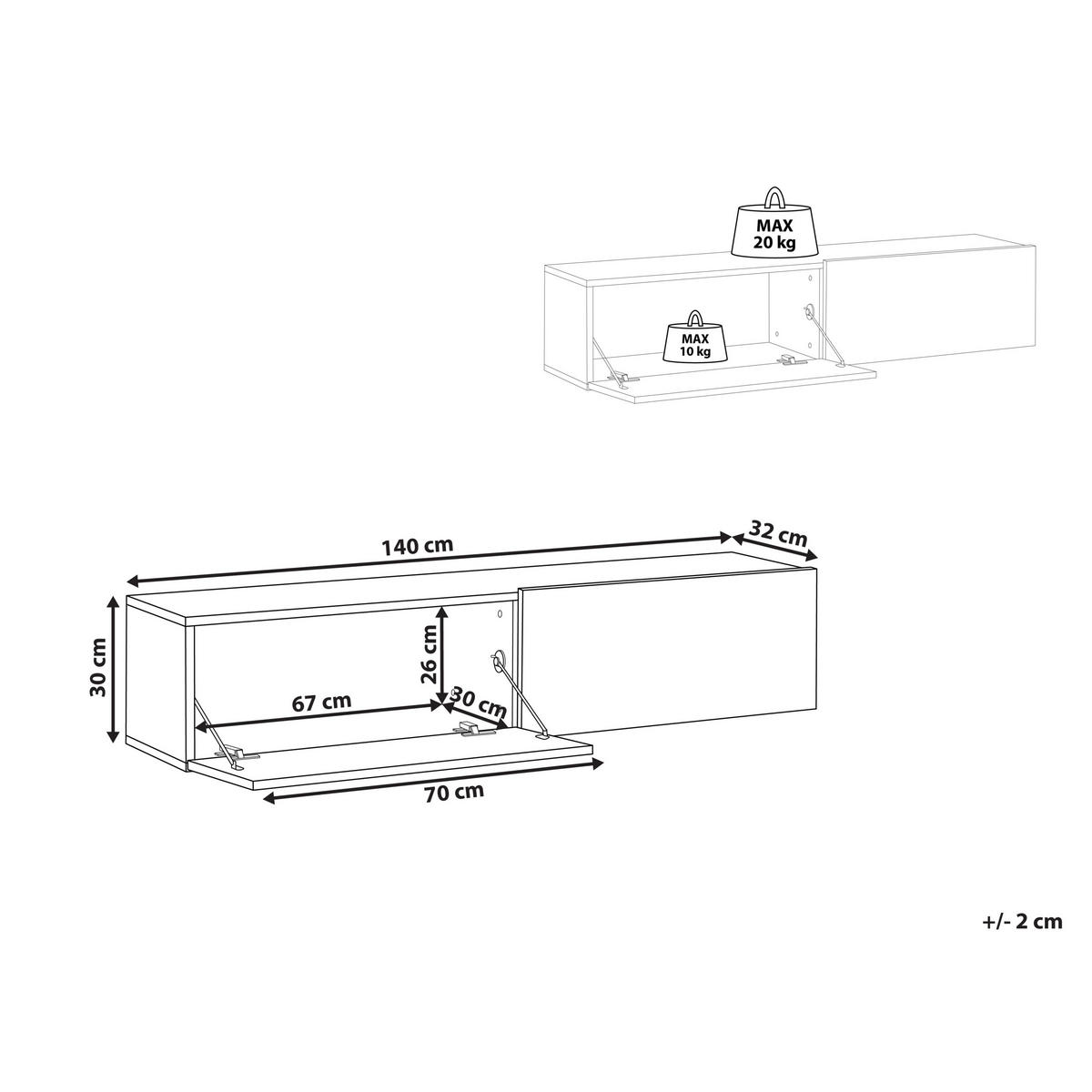TV-SCHRANK Weiß Gladstone - Weiß, Holzwerkstoff (140/30/32cm) - Beliani
