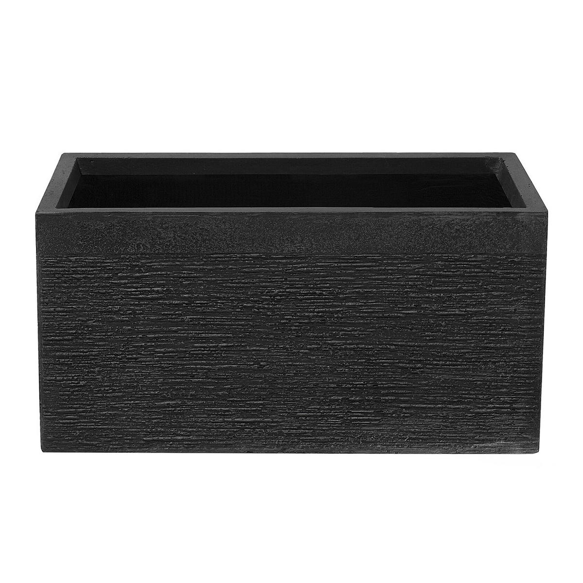 BLUMENTOPF schwarz rechteckig 60/29/30 cm Myra - Schwarz, Naturmaterialen (30cm) - Beliani