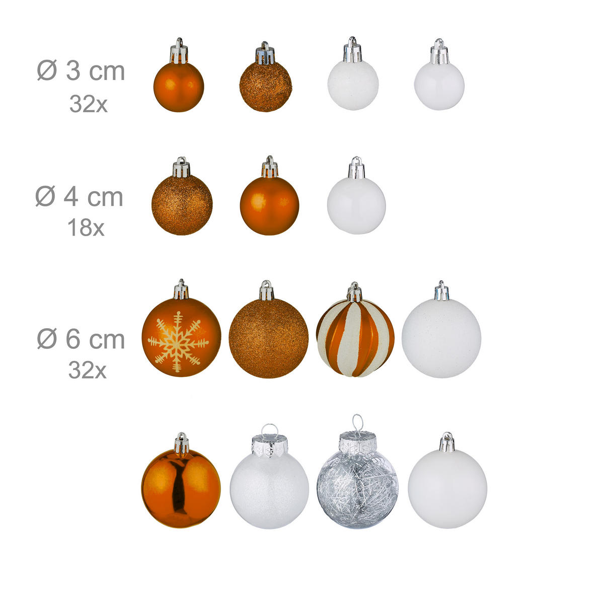 101-TLG.WEIHNACHTSKUGELN-SET - Orange, Kunststoff (20/19/2.5cm) - Relaxdays