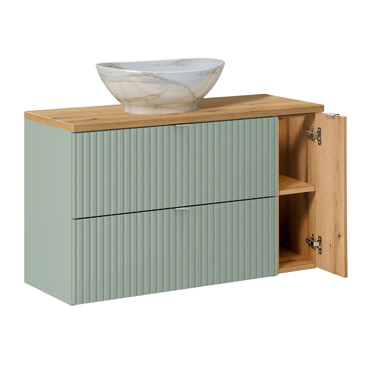 BADMÖBEL 100.4cm Jade 2er-Set Grün - Grün, Holzwerkstoff (100.4/59.5/40cm) - Petits-meubles