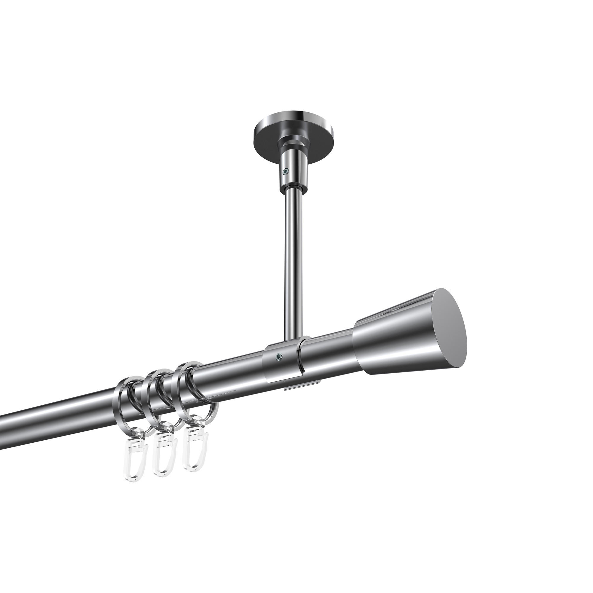 GARDINENSTANGEN-SET Sonette Sitra 100 cm, 1-läufig, 20 mm Ø Chrom - Chromfarben, Metall (100cm) - INTERDECO