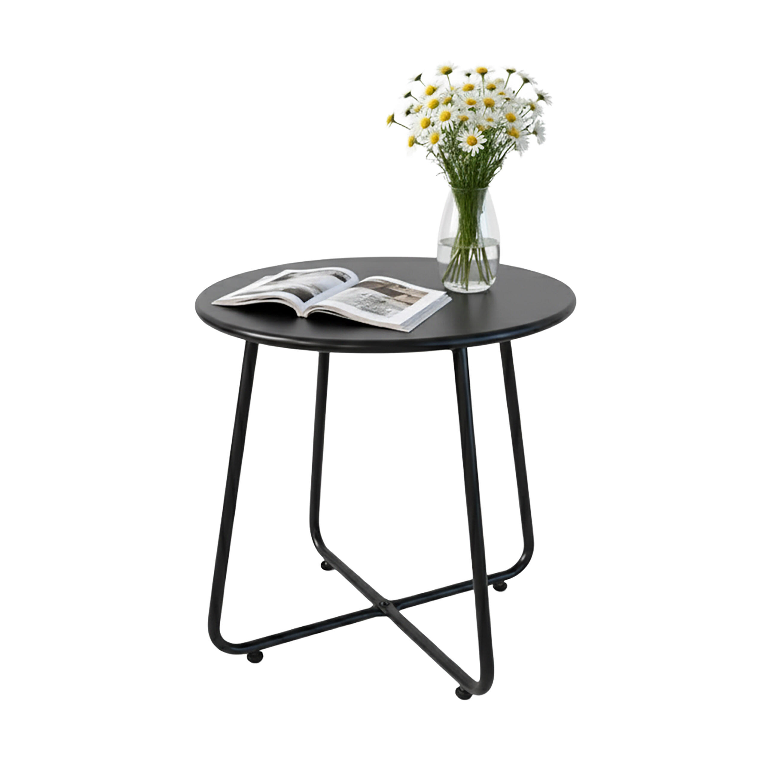 BEISTELLTISCH - Schwarz, Metall (44/44/46cm) - Relaxdays