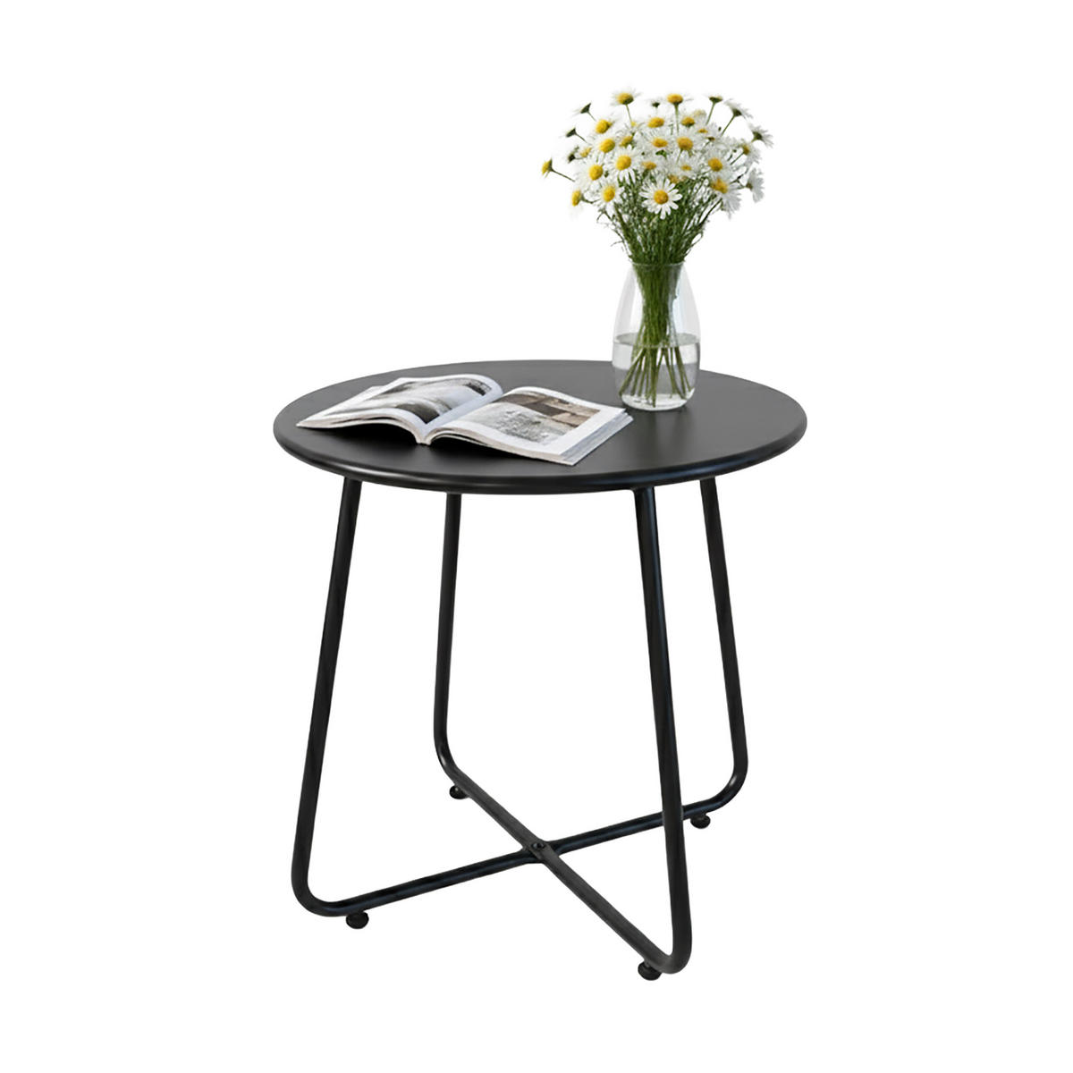 BEISTELLTISCH - Schwarz, Metall (44/44/46cm) - Relaxdays