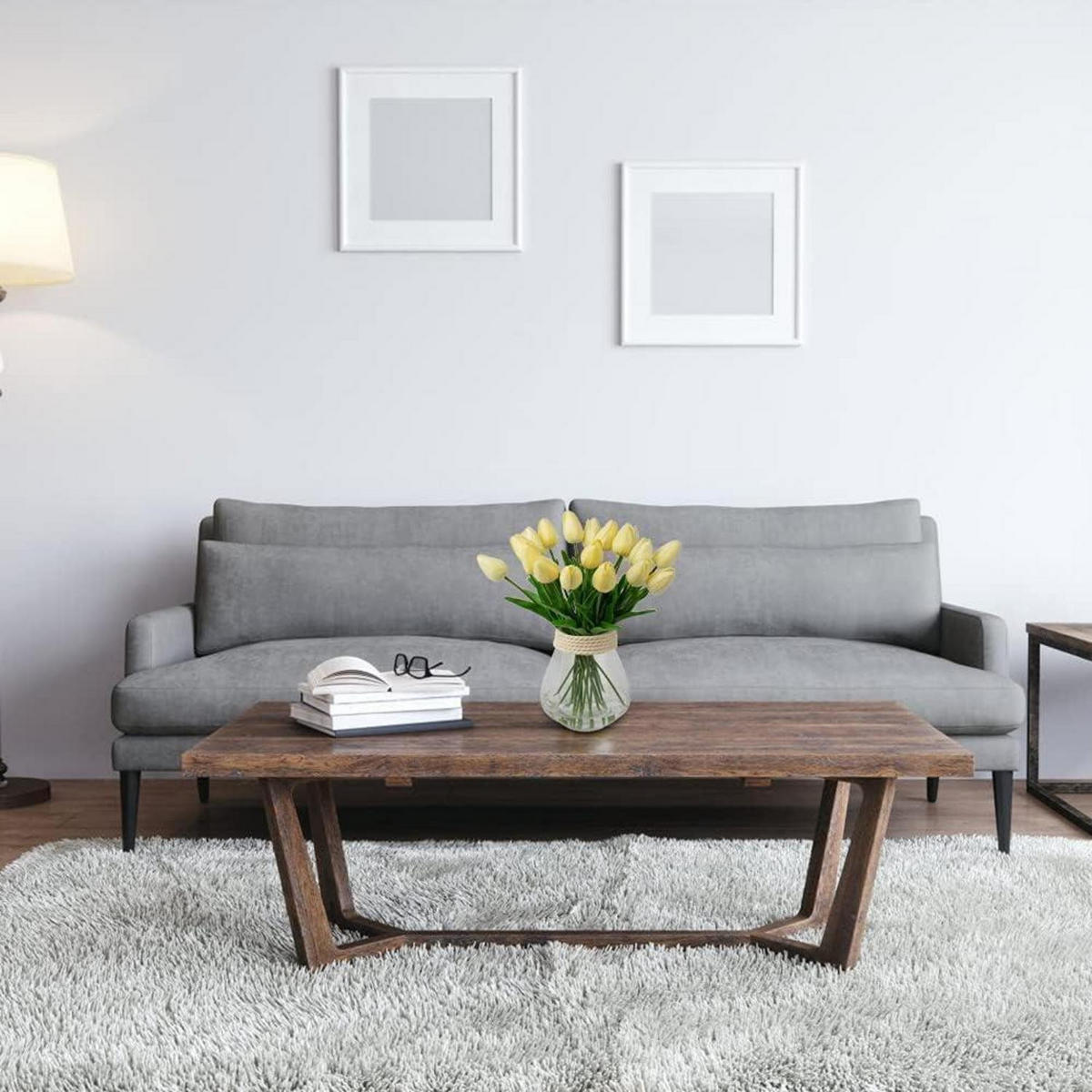 KUNSTBLUMEN Tulpen 20 Stück Hell Gelb 34 cm - Gelb, Kunststoff (34cm)
