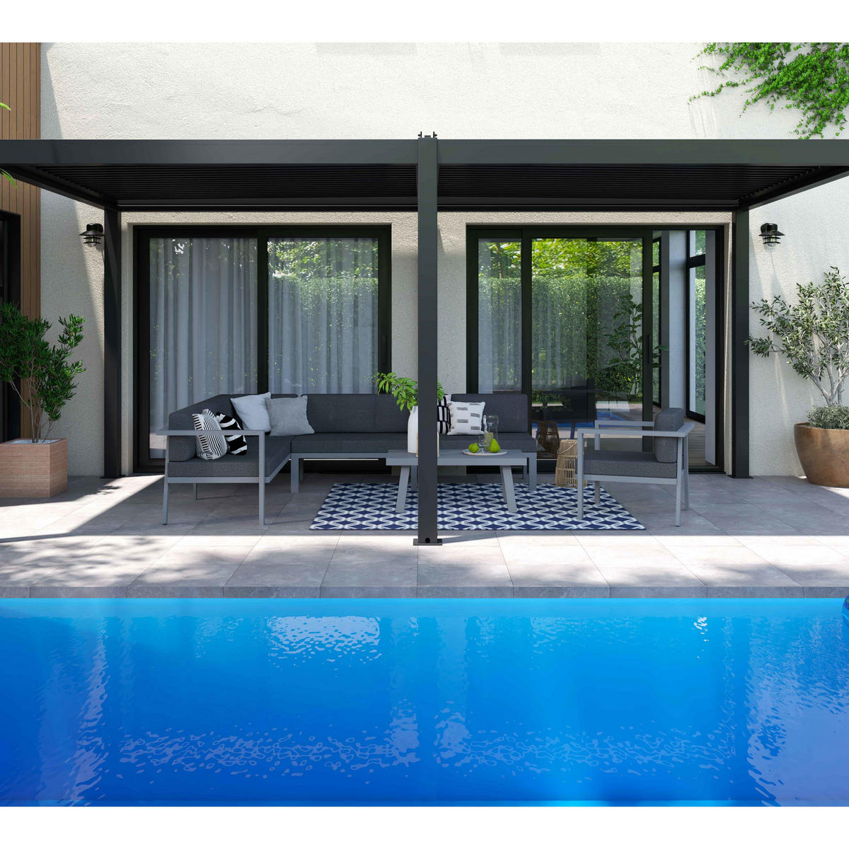 PERGOLA 3x6 m, Grau - Grau, Metall (300/250/600cm) - Oviala