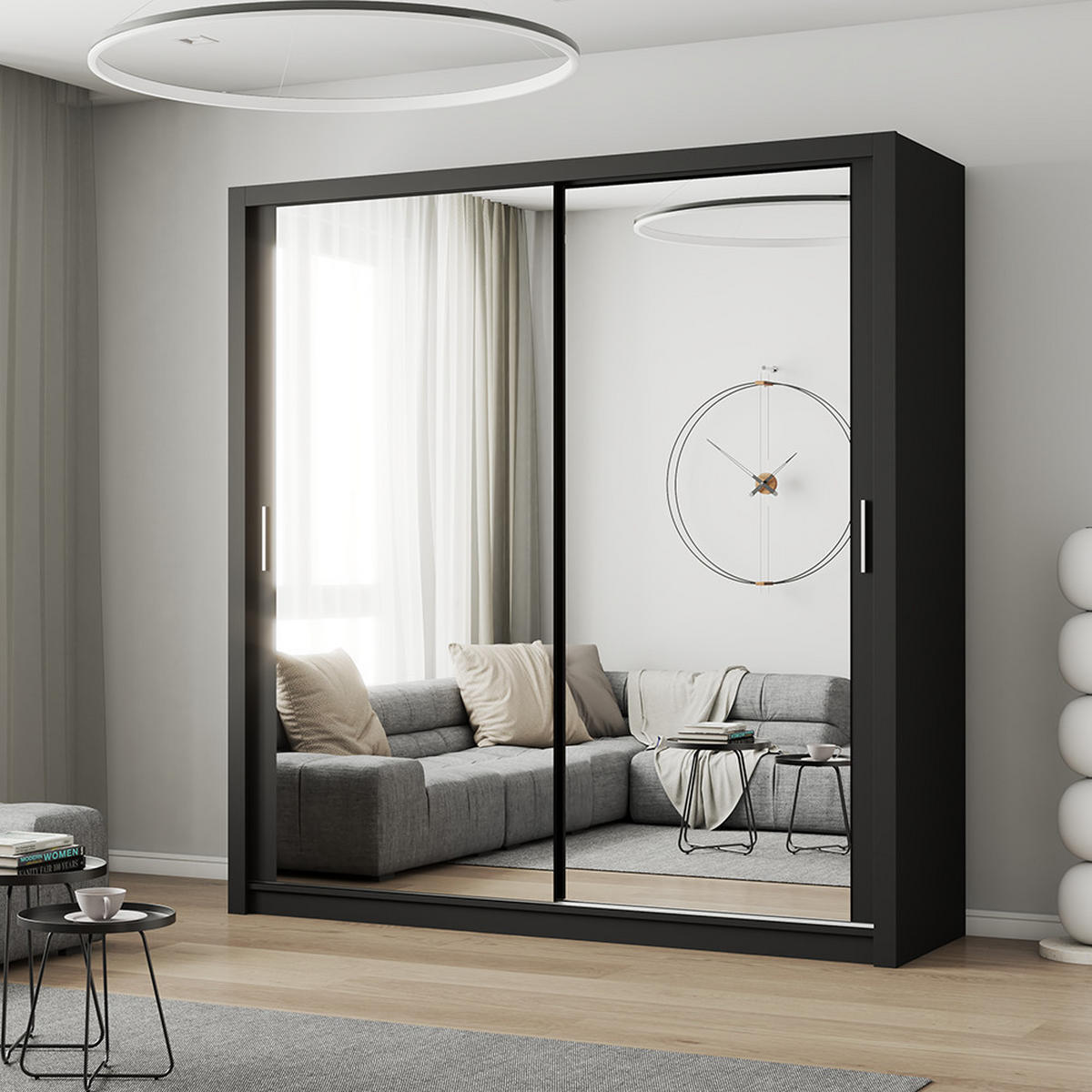 SKŘÍŇ s otočnými dveřmi Milan 203 cm 203/215/64 cm, 2dveřová, černý - černá, kompozitní dřevo (203/215/64cm) - imoebel24