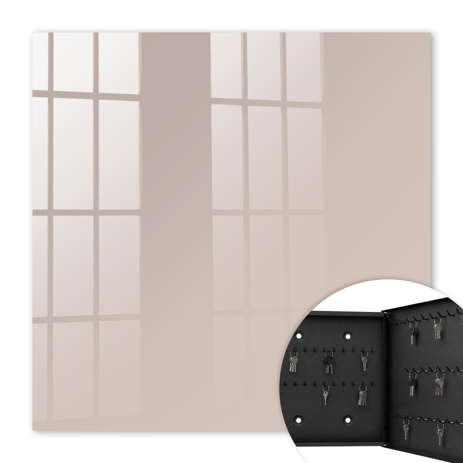 SCHLÜSSELBOX Schwarz 30x30 cm- Türöffnung nach rechts - Warmes, gedecktes Beige - Beige, Metall (30/30/5cm) - TULUP