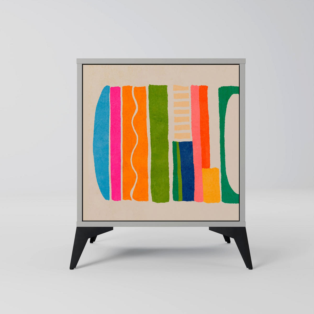 SIDEBOARD GEOMETRIC SHINE, Grau, 57,5x42x57,5 cm, Ohne Füße - Multicolor/Grau, Holzwerkstoff (57.5/57.5/42cm) - SpaceRebels