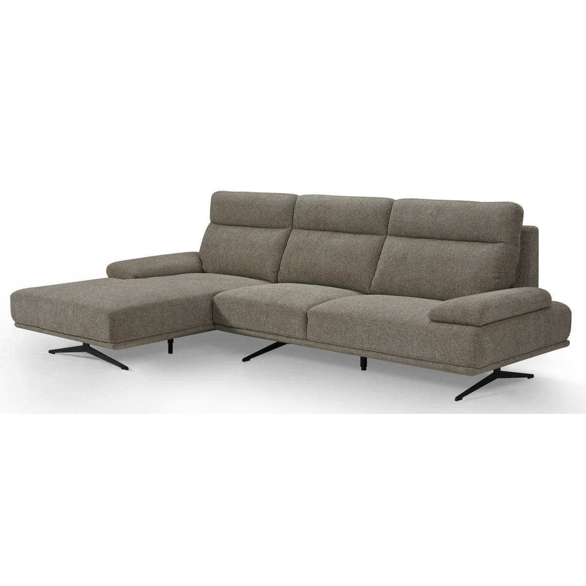 ECKSOFA Webstoff Braun - Schwarz/Braun, Textil/Metall (304/176cm) - Furnhouse