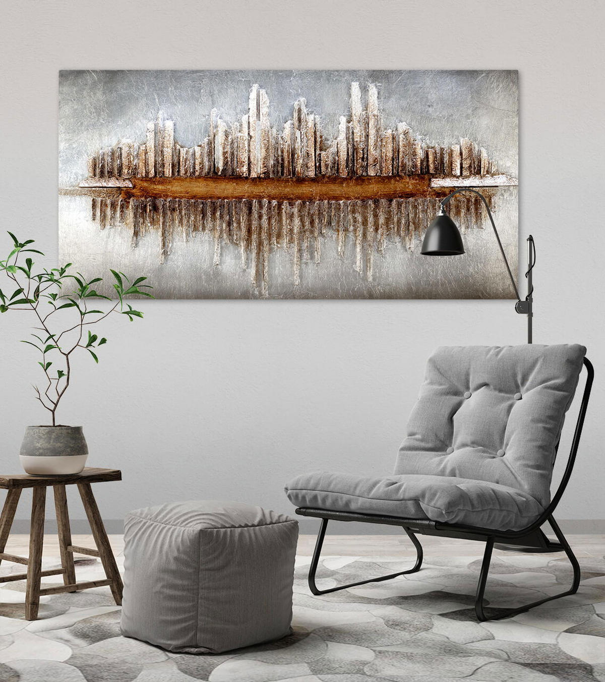 HOLZBILD Schwarz 120/60 cm - Schwarz/Braun, Holz (6.81/60cm) - KUNSTLOFT