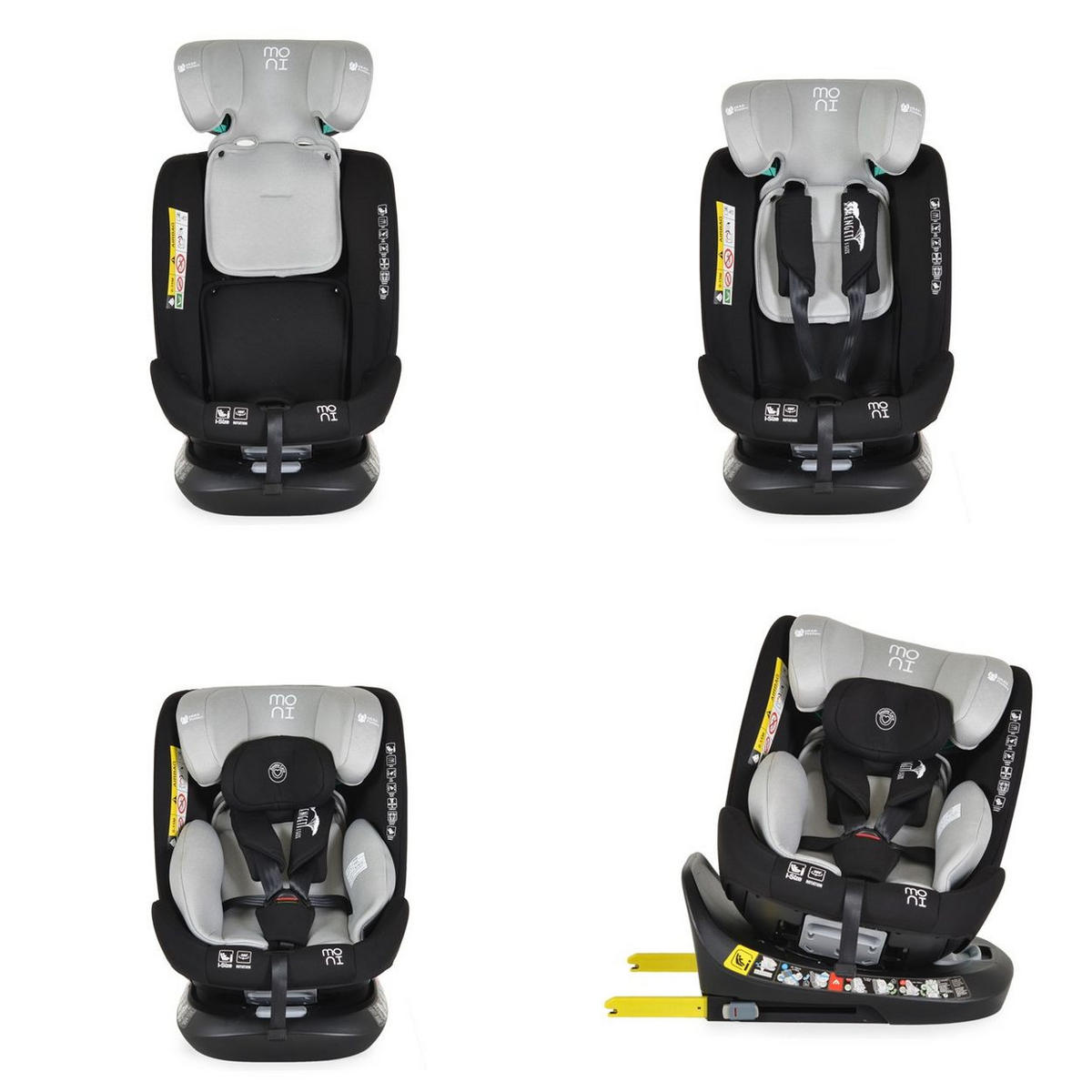 KINDERSITZ Serengeti i-Size grau (40-150cm) Isofix, Kuscheltier, Nackenkissen - Grau, Kunststoff (44/60/17cm) - Moni