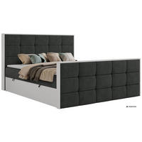 BOXBETT ALVIT DUO 160/200 - Dunkelgrau Stukture - Topper Visco - H4 - Dunkelgrau/Schwarz, Kunststoff/Textil (160/200cm) - MKS