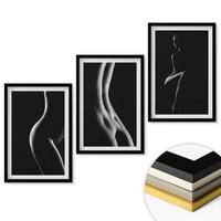WANDBILDER 3er-Set - 40x60 cm Schwarzer Rahmen - Schwarz-weiße weibliche Silhouetten - Schwarz, Kunststoff (40/60cm) - ArtPrintCave