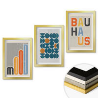 WANDBILDER 3er Set - 20x30 cm Goldrahmen - Geometrische Muster im Bauhaus-Stil - Goldfarben, Kunststoff (20/30cm) - ArtPrintCave