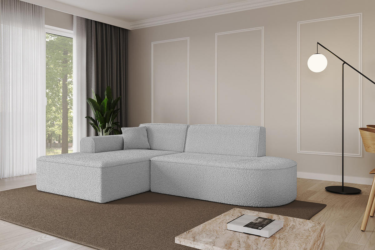 ECKSOFA Ottomane Links IREA-L1-v3 - 232x165x77 cm Hellgrau - Hellgrau, Holzwerkstoff/Textil (232/165cm) - ALTDECOR