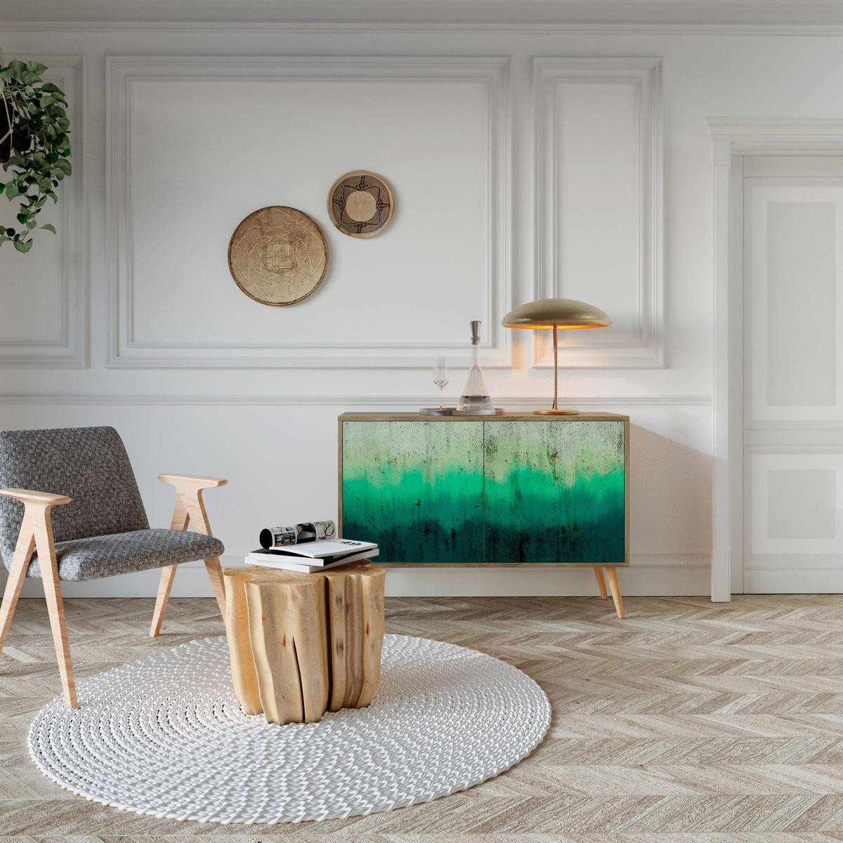 SIDEBOARD NORTHERN LIGHTS, Eicheneffekt, 111x42x77,5 cm, 2 Türen - Eichefarben/Buchefarben, Holzwerkstoff/Buchenholz (111/77.5/42cm) - SpaceRebels
