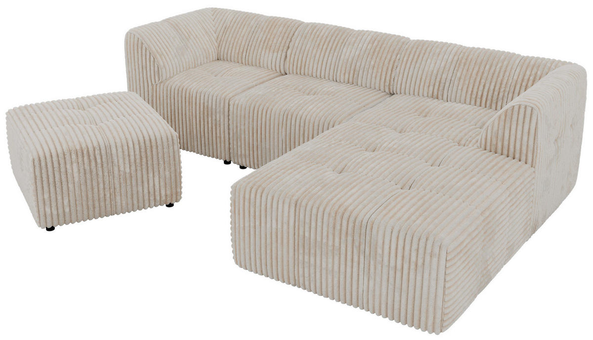 ROHOVÁ SEDAČKA VORITA L 4M - Béžová Manšestr - Pravá - černá/krémová, textil/plast (176/267cm) - MKS