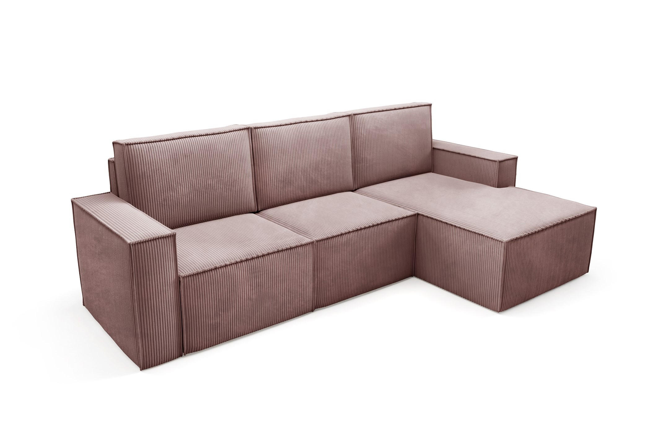 ECKSOFA Orto Rosa, Dreisitzer Kordecksofa rechte seite - Rosa, Holzwerkstoff/Textil (180/142cm) - Bettso