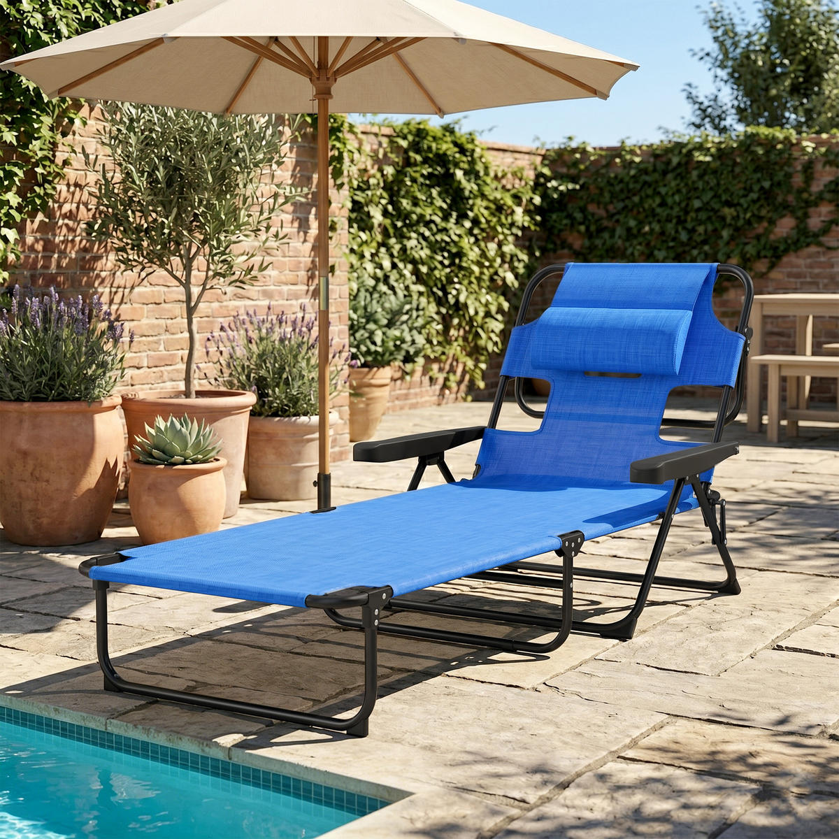 GARTENLIEGE Blau 1 Stück - Blau, Naturmaterialien (72/31/194cm) - GiPP