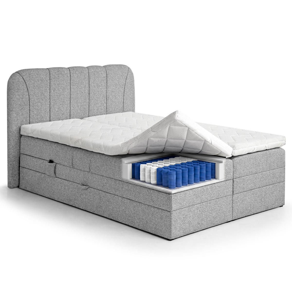 BOXSPRINGOVÁ POSTEL Romeo s elektrickým polohováním matrace, 140x200 cm, šedá - šedá, textil (140/200cm) - Beautysofa