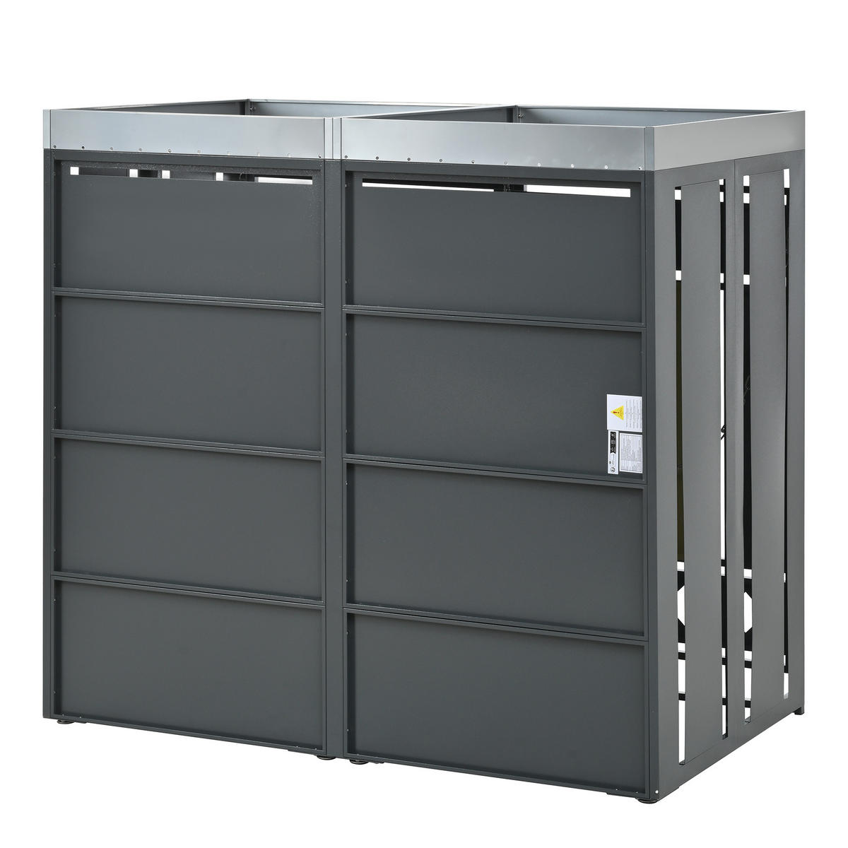 MÜLLTONNENBOX 2 Türen Holzoptik abschließbar Pflanzdach - Multicolor, Metall (80/124.5/132cm) - FLIEKS