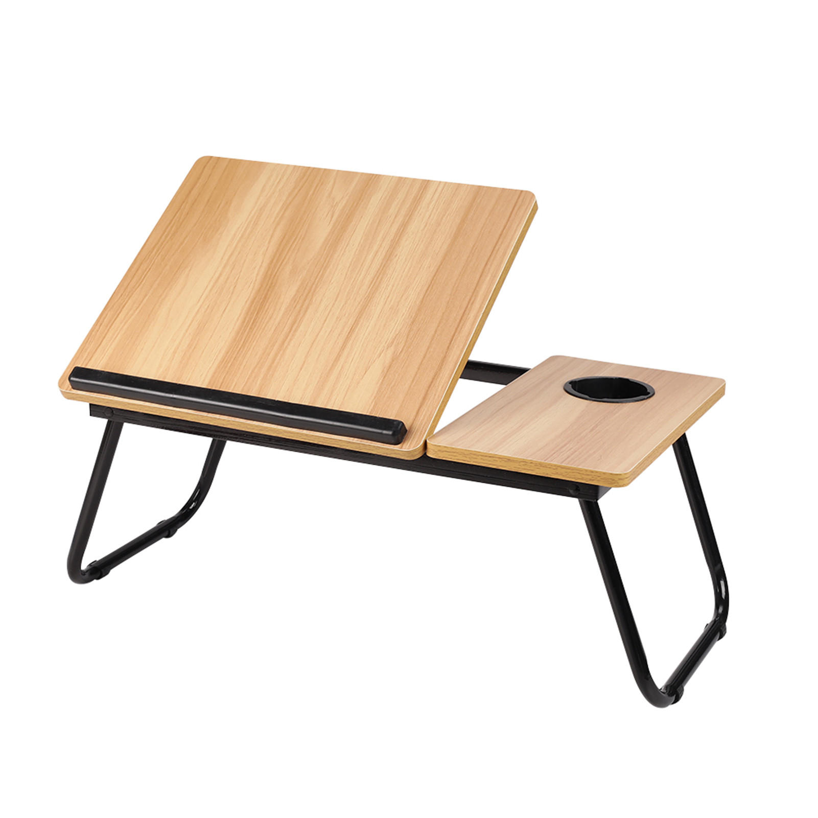 LAPTOP-BETTTISCH mit Getränkehalter Verstellbarer, klappbarer – Naturholzoptik, 56x32,5x24 cm - Naturfarben, Metall (32.5/56/24cm) - Livingandhome