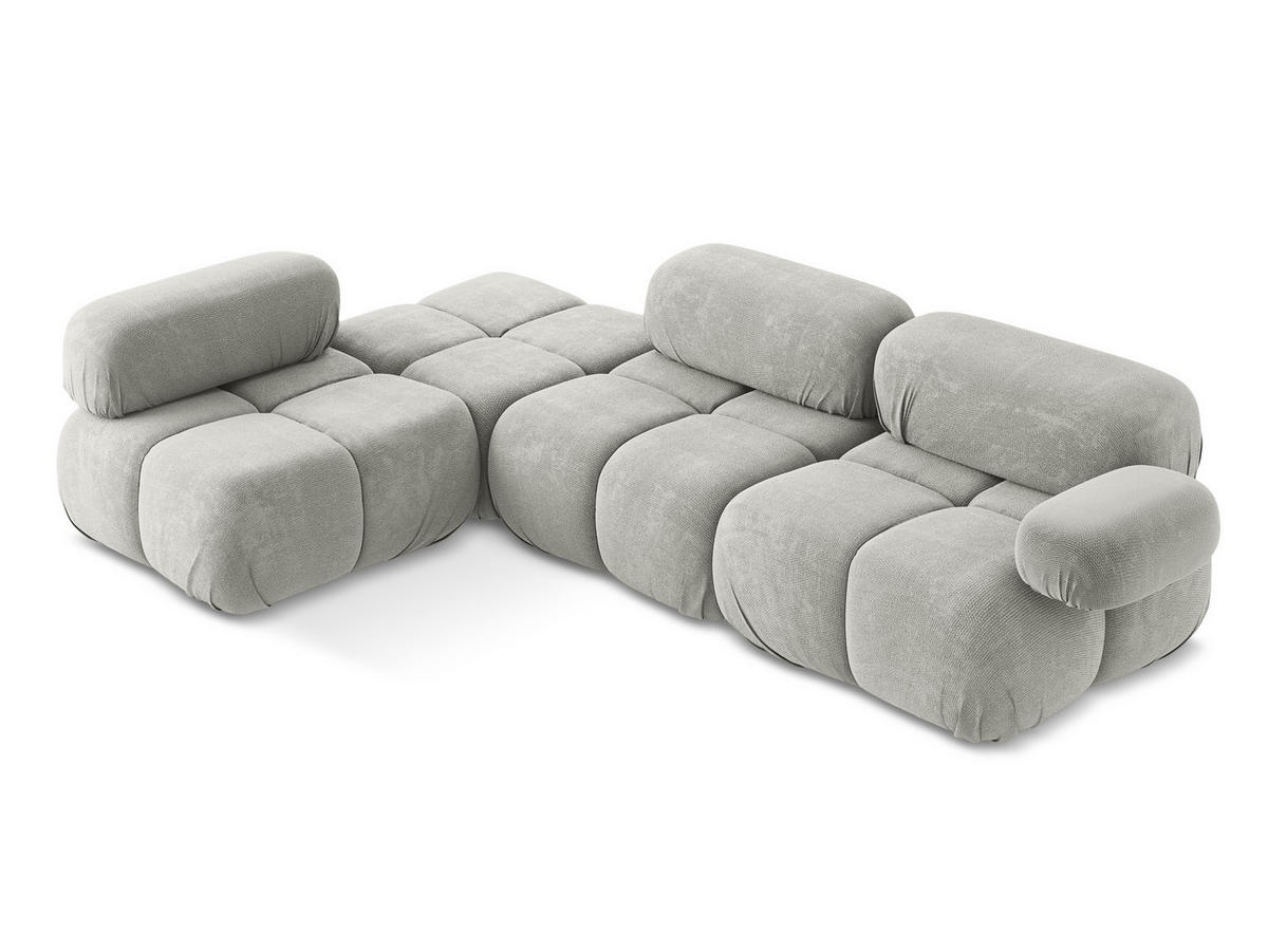 ECKSOFA Links Chenille Stoff Grau - Hellgrau/Schwarz, Kunststoff/Textil (190/285cm) - Makamii