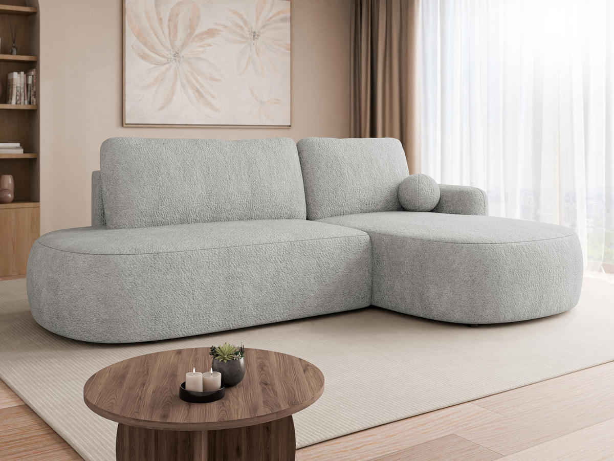 ECKSOFA Loridu O, Seite: Rechts - Hellgrau/Schwarz, Holz/Kunststoff (274/174cm) - MIRJAN24