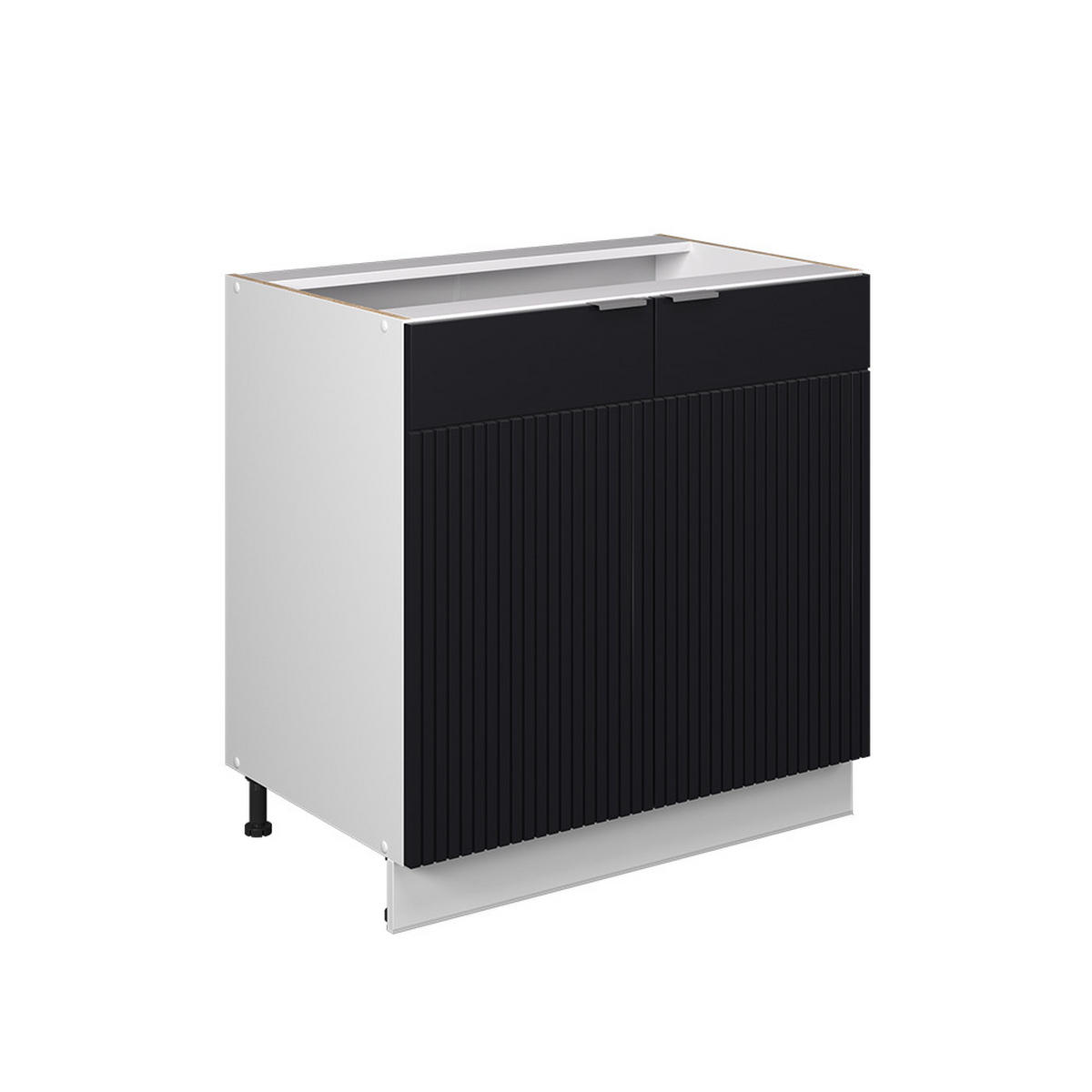 SPÜLENUNTERSCHRANK Fame-Line Schwarz gestreift 80 cm mit Regal, ohne Arbeitsplatte - Schwarz/Weiß, Holzwerkstoff (80/82/51.6cm) - Vicco