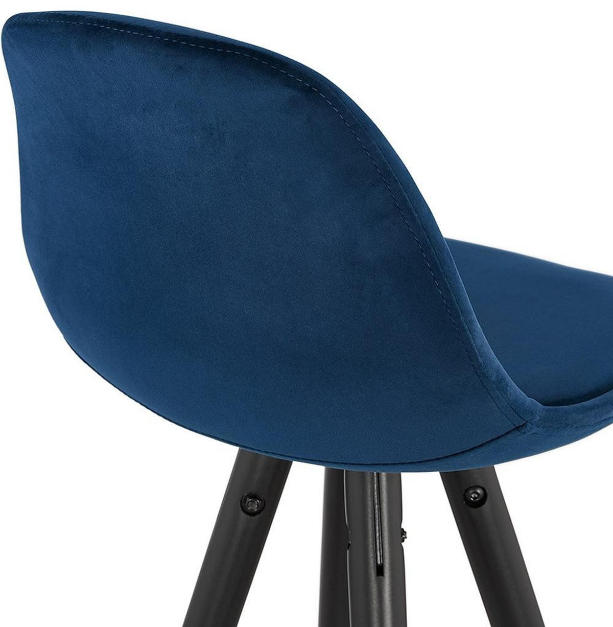BARHOCKER Samt Holzbeine Sitzhöhe 75cm Eleganter Stil LURALI, Blau 41x41x97 cm - Blau/Schwarz, Buchenholz/Textil (41/97/41cm) - KADIMA DESIGN