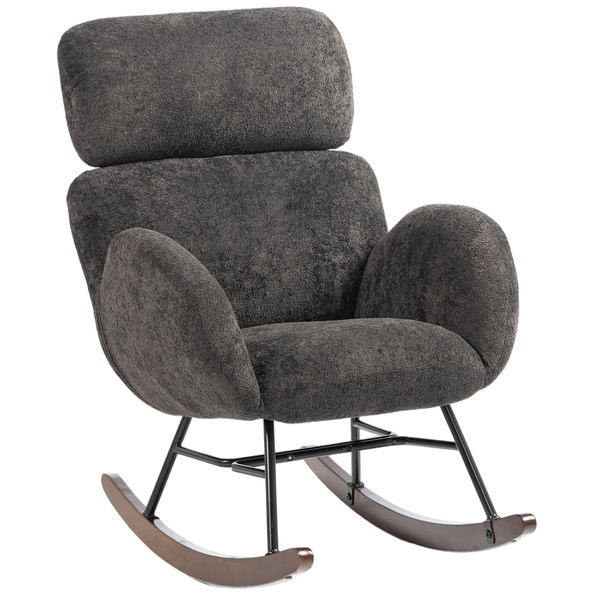 Homcom Schaukelstuhl Dunkelgrau 71x100x90 cm