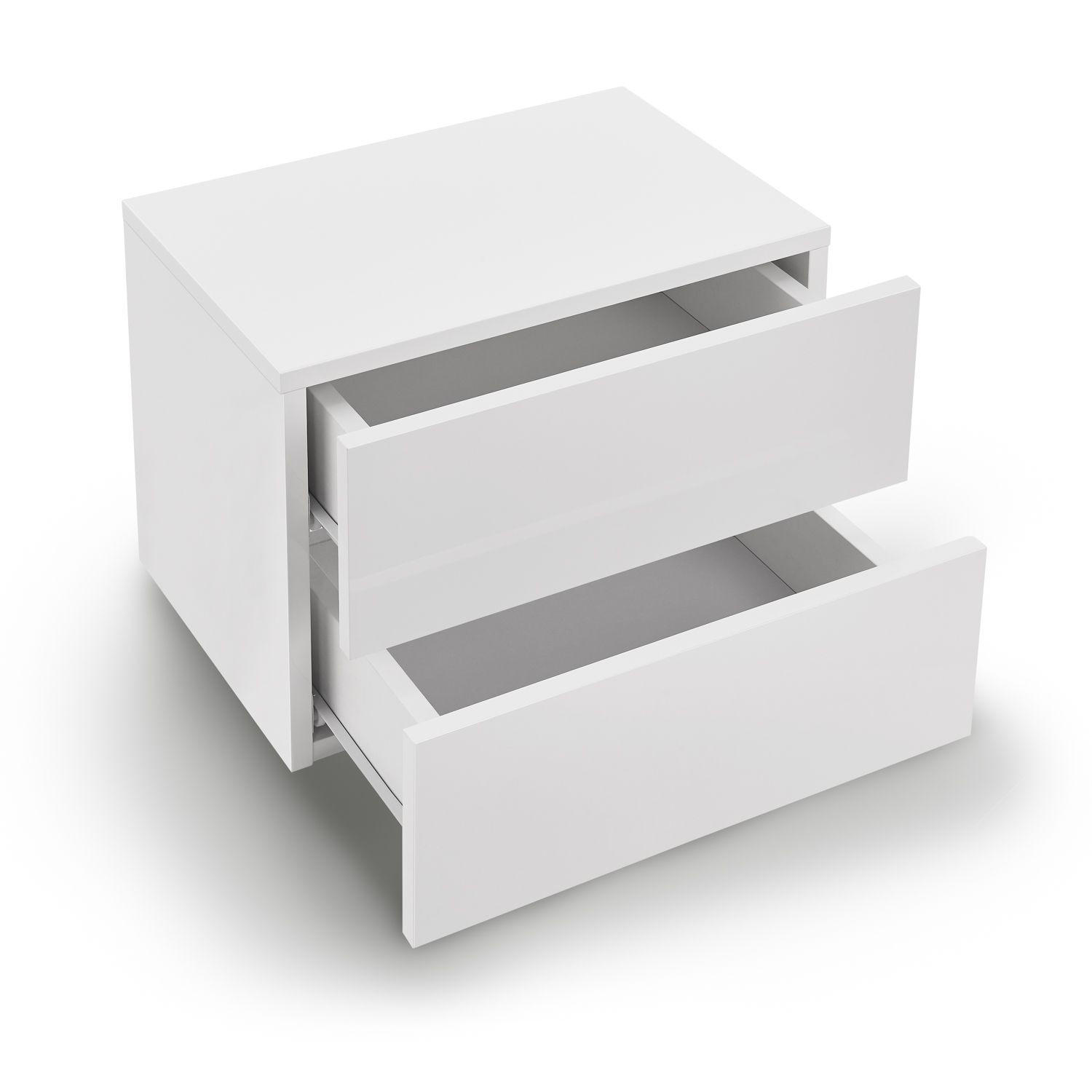 WANDSCHRANK Nachttisch mit 2 Schubladen Weiß 40x29x30 cm - Weiß, Holz (40/30/29cm) - Juskys
