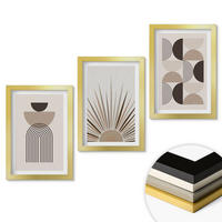 WANDBILDER 3er Set - 20x30 cm Goldrahmen - Abstrakte Formen beige braun - Goldfarben, Kunststoff (20/30cm) - ArtPrintCave