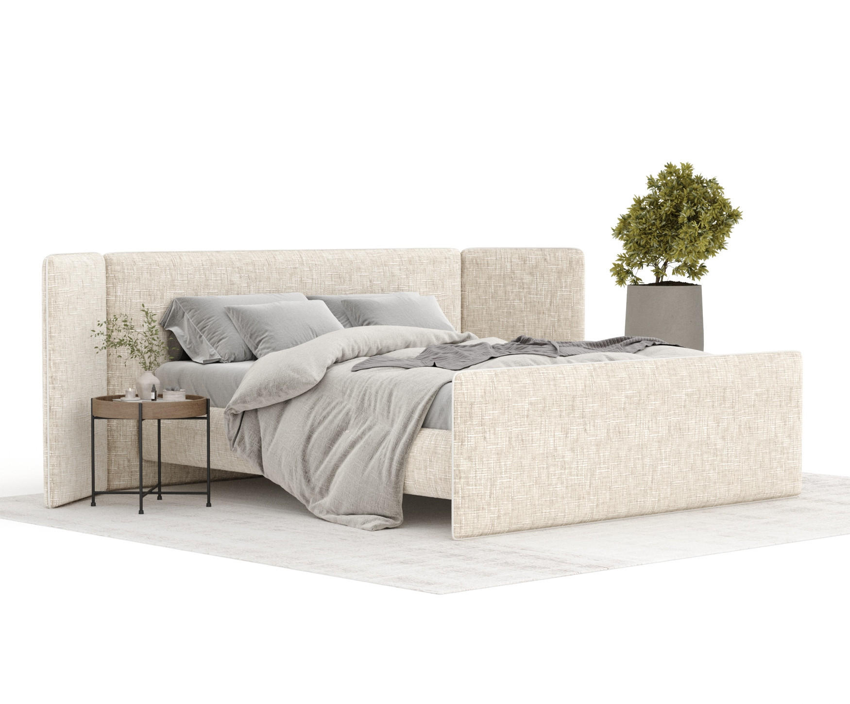 POLSTERBETT Tokyo Creme 140/200 cm - Creme/Naturfarben, Holz/Holzwerkstoff (140/200cm) - Maison de Reve