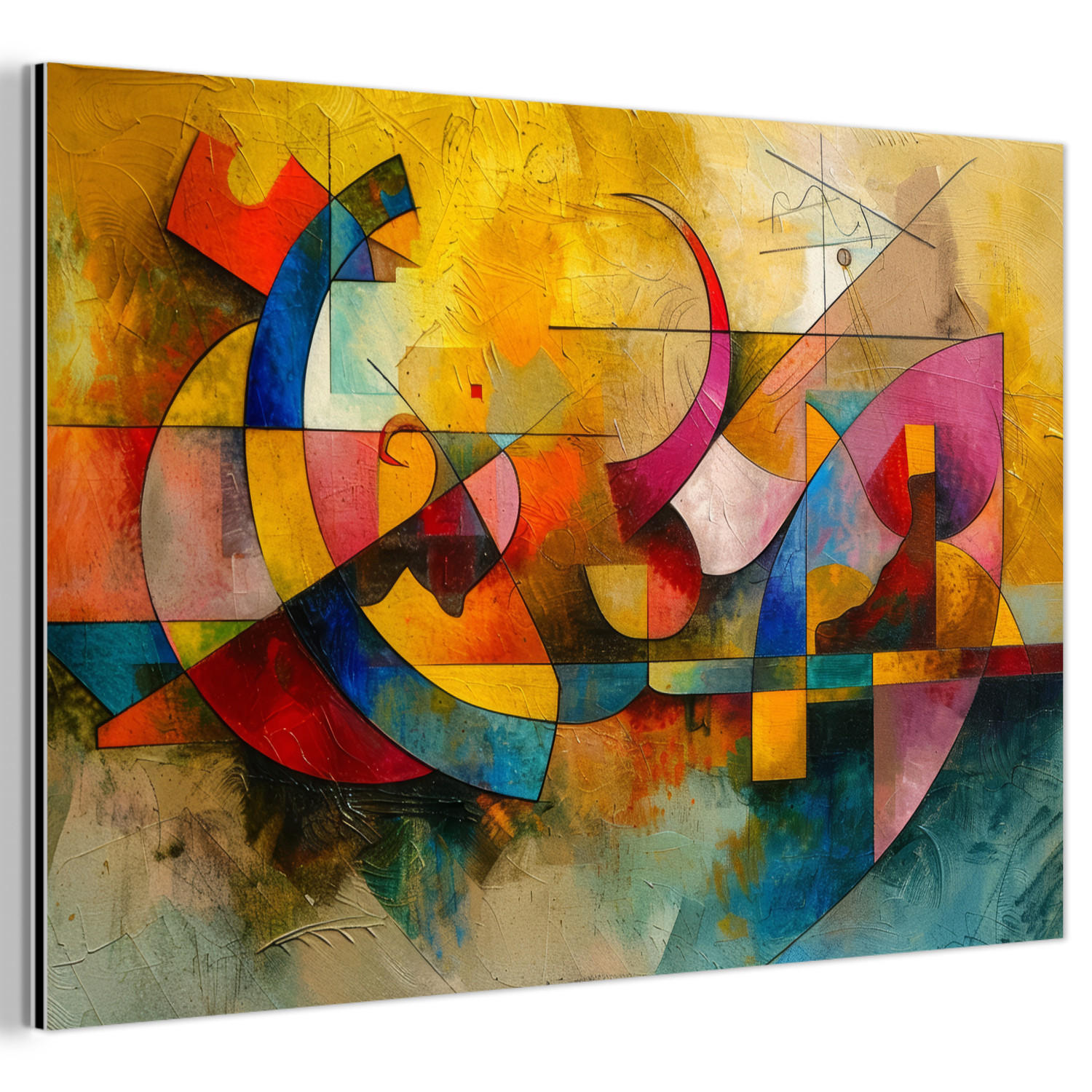 METALLBILD Kunst - Abstrakt - Modern 120x80 cm - Gelb, Metall (120/80cm) - MuchoWow